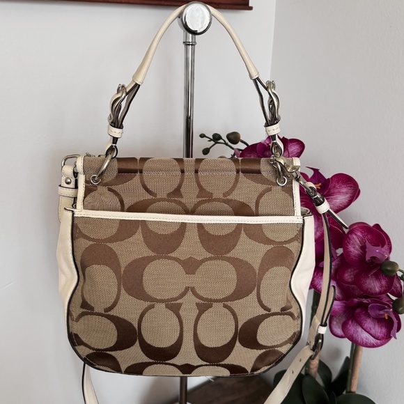 COACH 19034 Khaki  Ivory Signature Jacquard Leather Legacy Willis Crossbody Bag - Picture 4 of 15